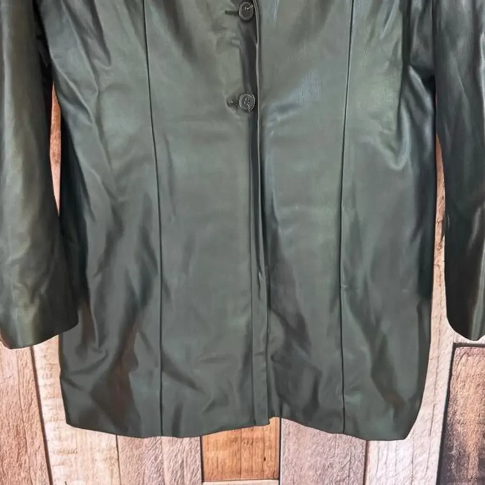 Abercrombie‎ & Fitch Faux Leather Jacket Black Large Workwear Minimalist NWT - Picture 4 of 9